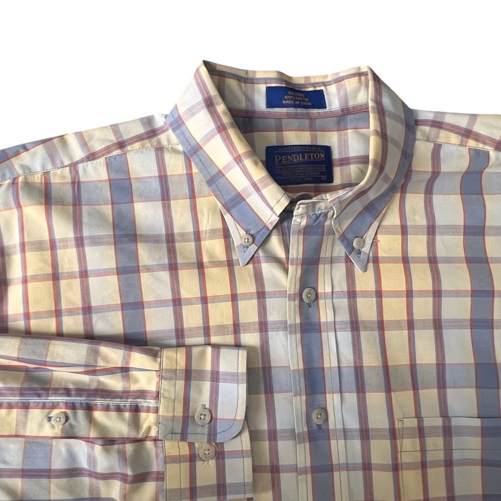 Pendleton Mens Large Plaid Dress Button Long Sleeve Skater Y2K‎ Gorpcore Casual